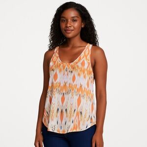 LIVE 4 TRUTH Orange Ikat Print Criss Cross Back Sleeveless Blouse M